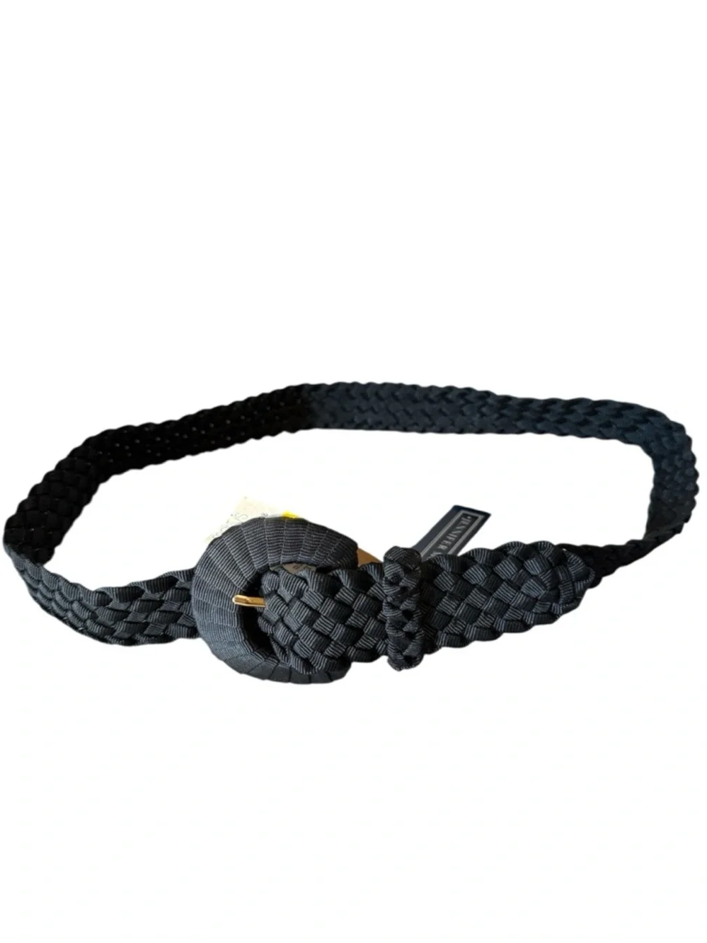 Jennifer Moore Vintage Black Braided Women's‎ Belt with Round Wrapped Buckle NWT